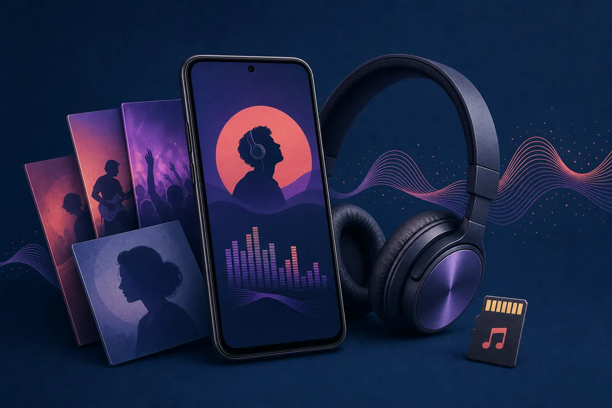 Illustrierter Ablauf zum Speichern von Musik mit VidMate auf Android